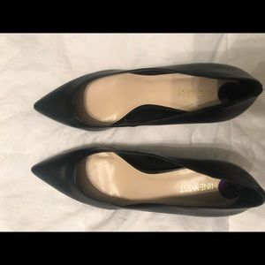 Black leather kitten heels